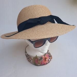 FURTALK Large Sun Hat with Black Ribbon
